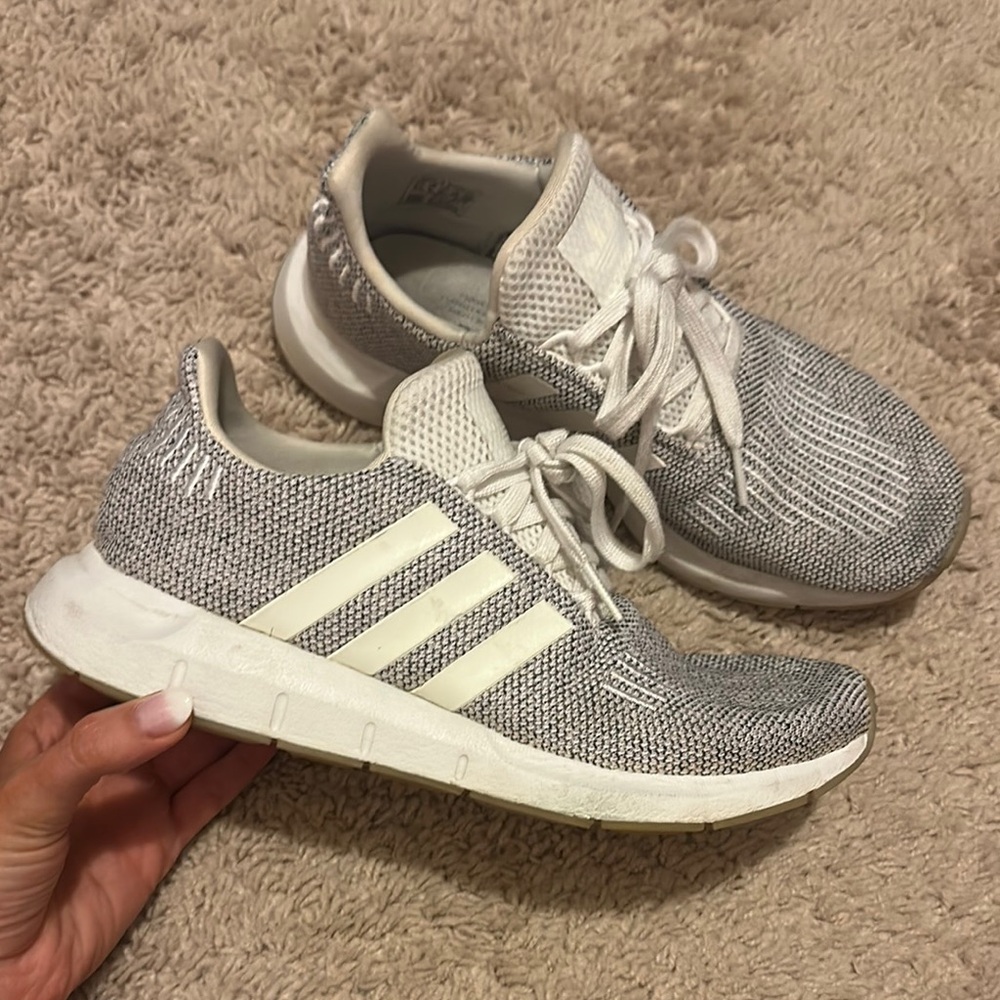 Adidas Knit Gray and White Running Shoes